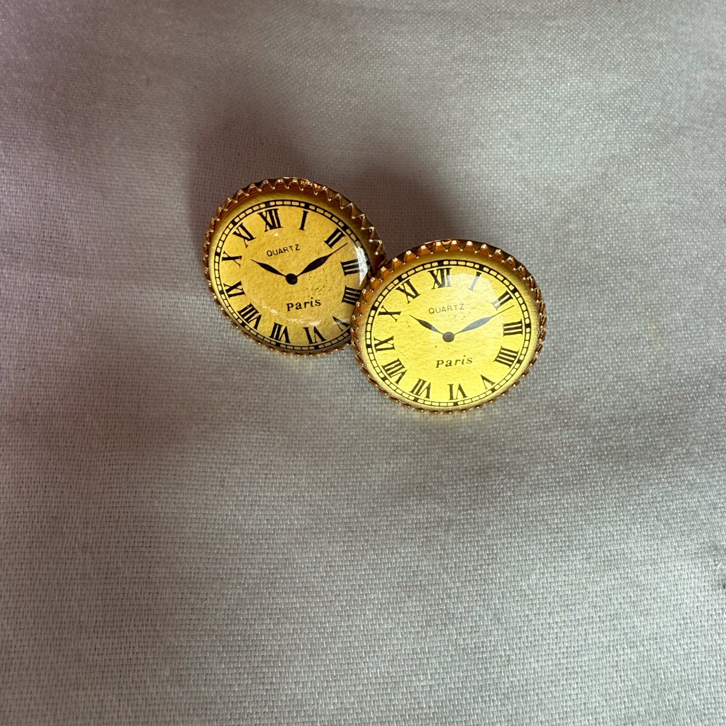 Gold Roman Numeral Clock Earrings
